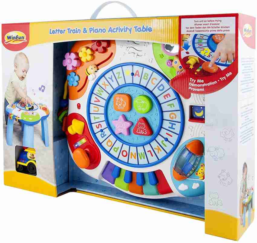 Letter train & store piano activity table