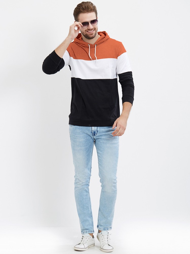 LEWEL Checkered Men Hooded Neck White T-Shirt