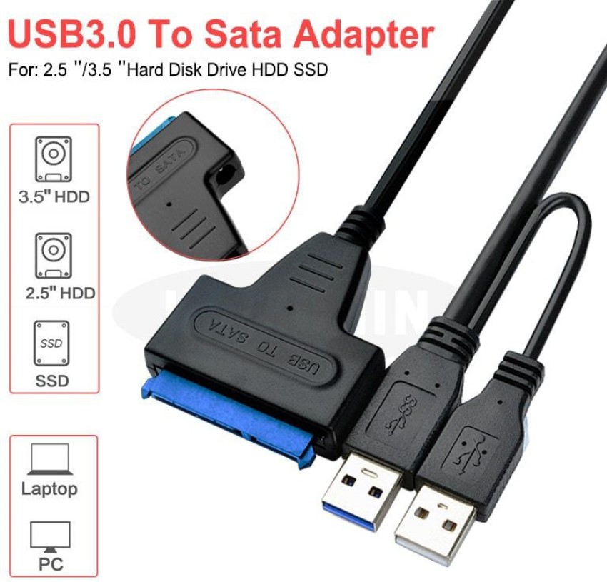 DazzelOn USB 3.0 to SATA III Adapter Cable with UASP SATA to USB Converter for 3.5" / 2.5" Hard Drives Disk HDD and Solid Drives SSD USB Adapter - DazzelOn Flipkart.com