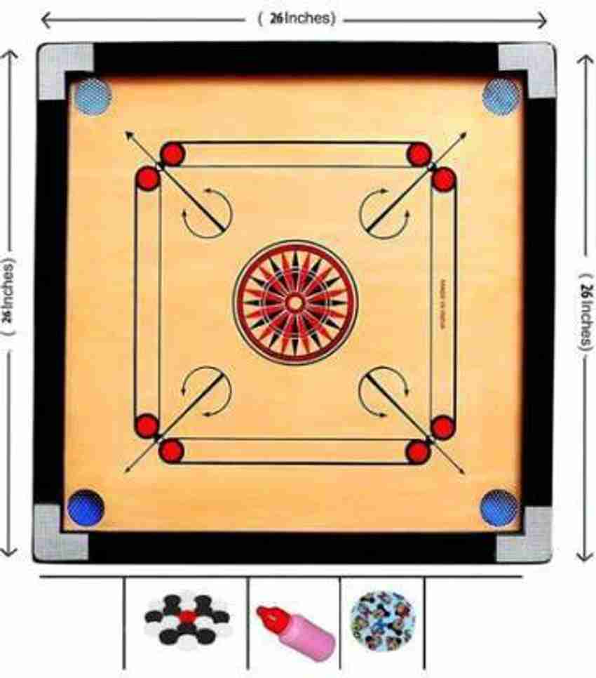 ROSE Best medium carrom board 26 inch with coins and powder 3.81