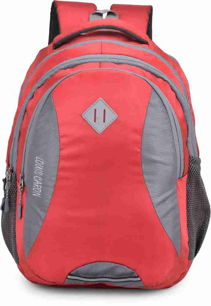 LOUIS CARON Hammer Hi storage travel 40L 40 L Laptop Backpack Grey Red -  Price in India