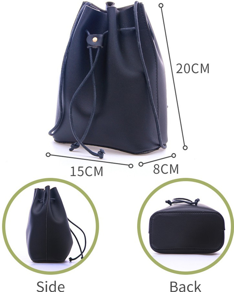MINISO Simple Mini Bucket Bag for Woman Stylish Drawstring Bucket Bags Black 2.5 L Backpack Black Price in India Flipkart