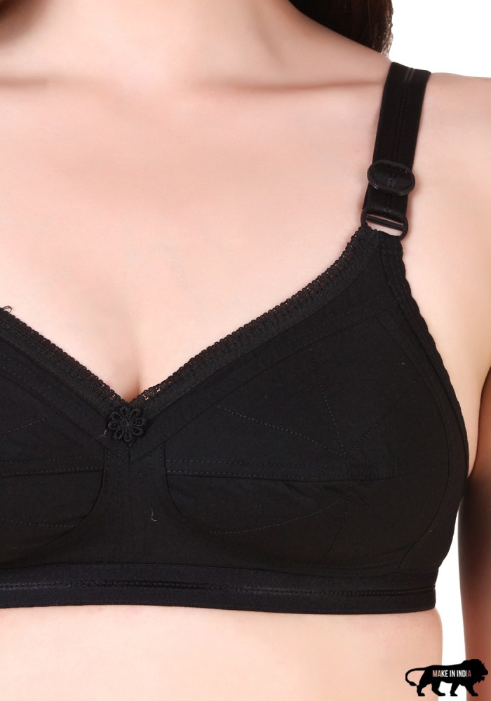 Buy Kalyani Pack of 2 Non Padded Cotton Minimizer Bra - Black Online at Low  Prices in India 