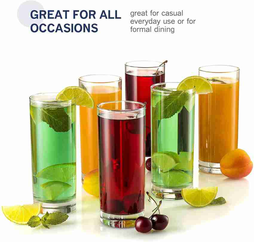 Blue Water Glasses Set 6 Drinking Glassware Highball Juice Tumblers  Beverage Bar