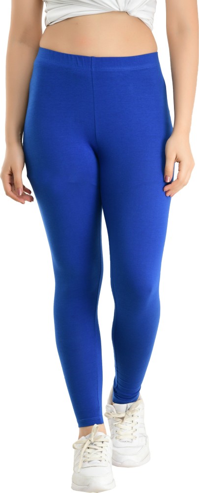 Rangmanch Women Solid Regular Fit Cotton Blue Leggings - Selling