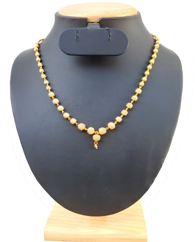 Womens gold ball chain on sale necklace