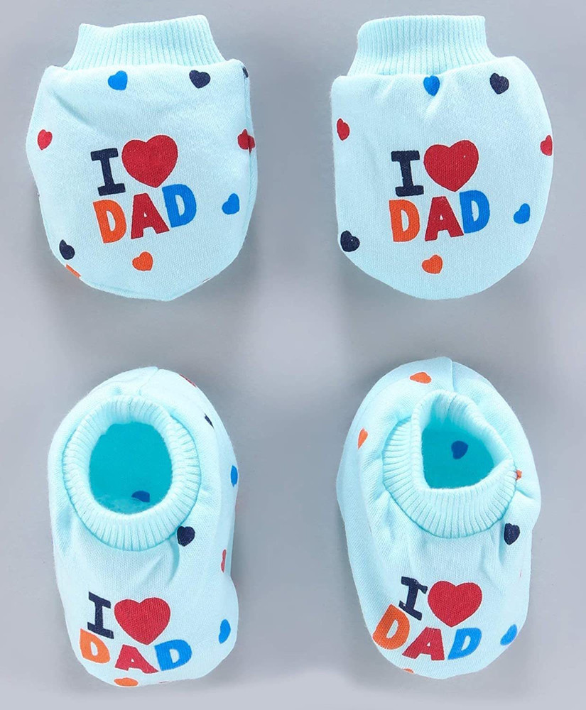 Cuteably Baby Mittens Booties Set I Love Dad Mom Print 0 12