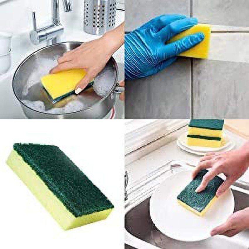 Kitchen Round Dish Sponges Scourer Cleaning Ball with Handle,Multi-Purpose  Scrub Scrubber Sponge Pads Ball for Pot Pan Dish Wash Cleaning (2, with