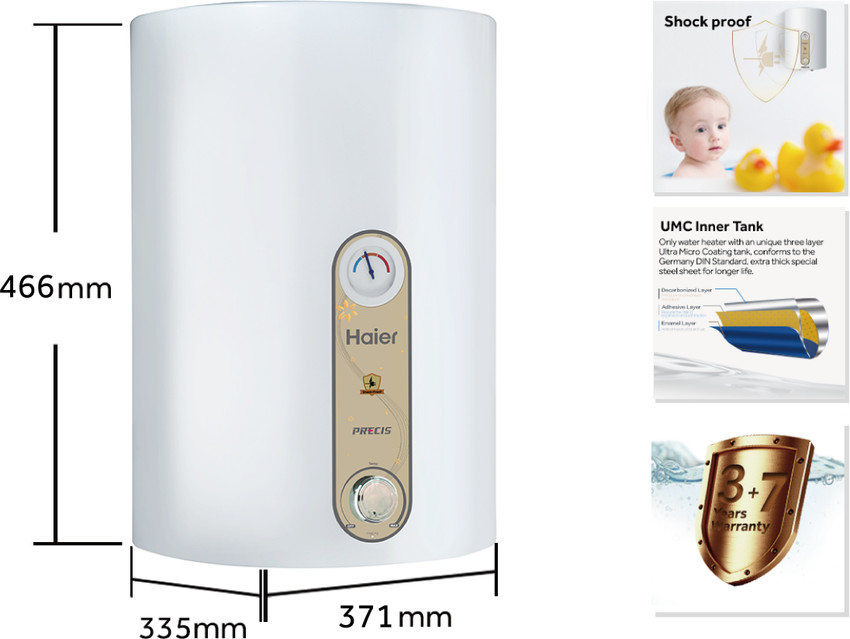 Haier 10 L Storage Water Geyser (ES10V-EC-E2, White) Price in India - Buy  Haier 10 L Storage Water Geyser (ES10V-EC-E2, White) online at Flipkart.com