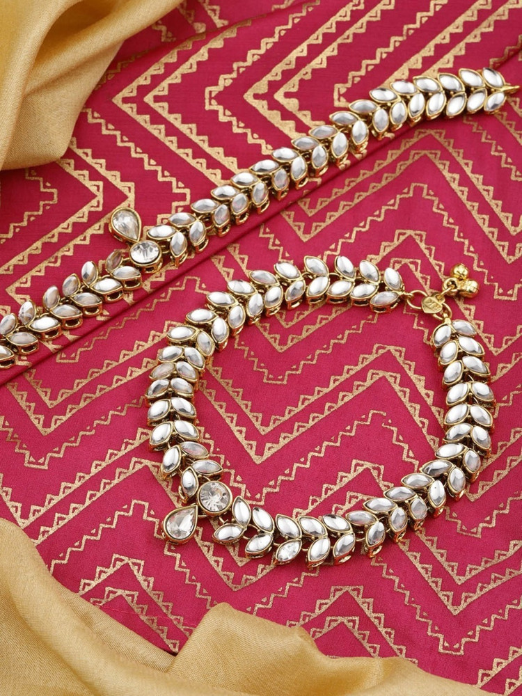 SOBER SHOPPY heavy Kundan Anklet payal for wedding Brass Anklet