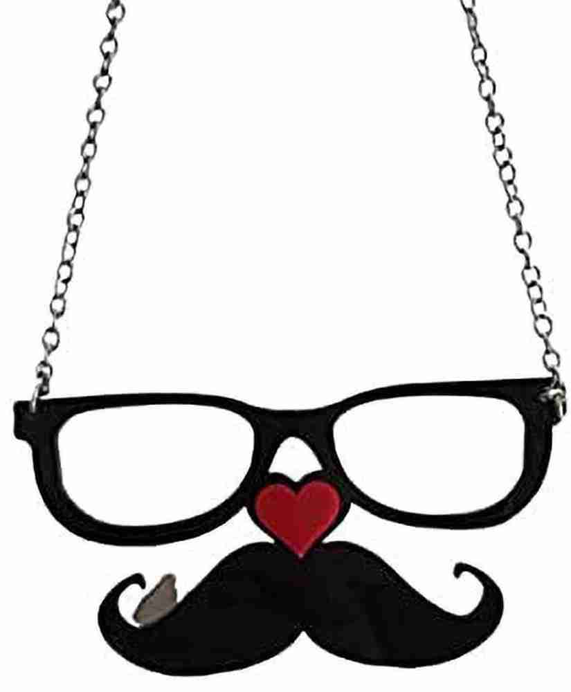 Glasses with hanging mustache outlet