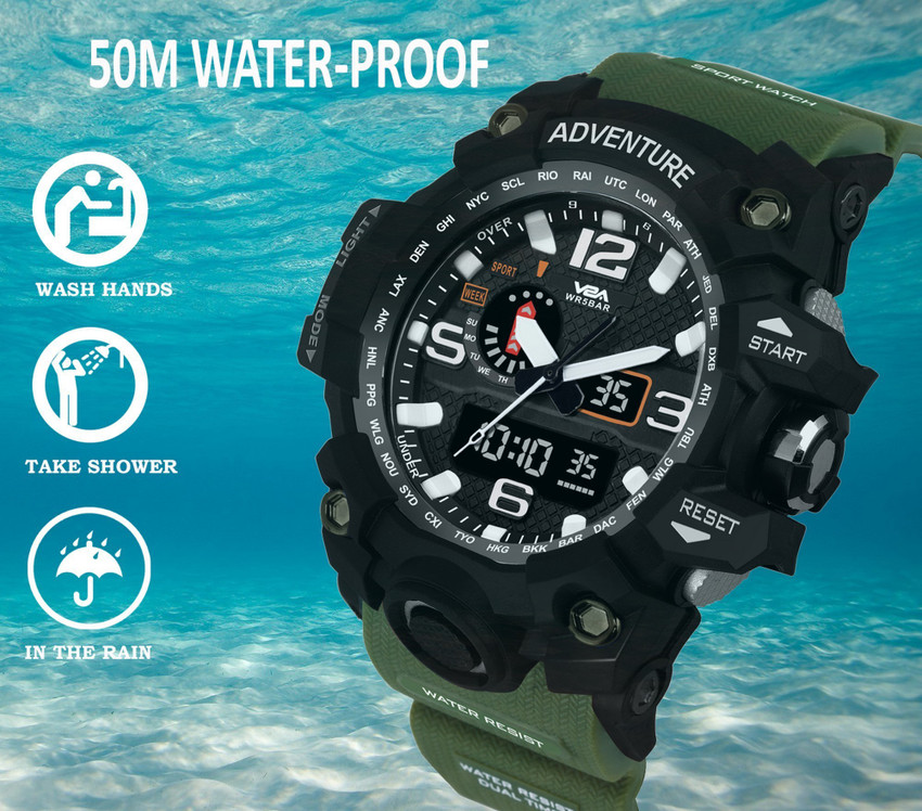 Analog watch with digital hot sale date