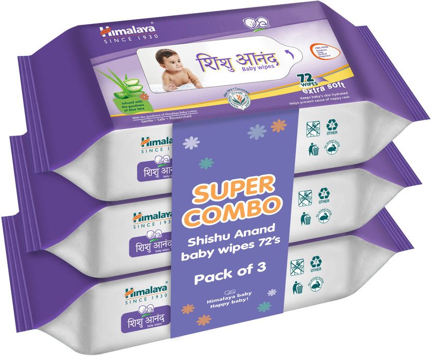 HIMALAYA Shishu Anand Baby Wipes 72 Count Pack of 3 Price in