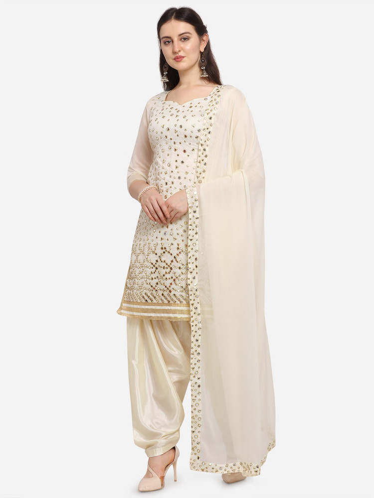 White discount salwar material