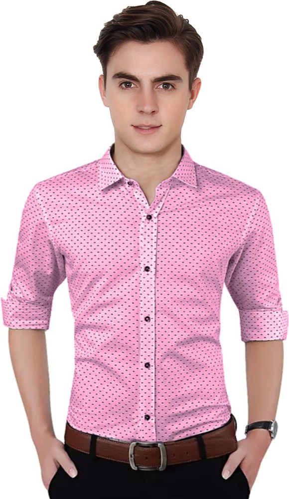 Pink polka dot shirt acquistati mens