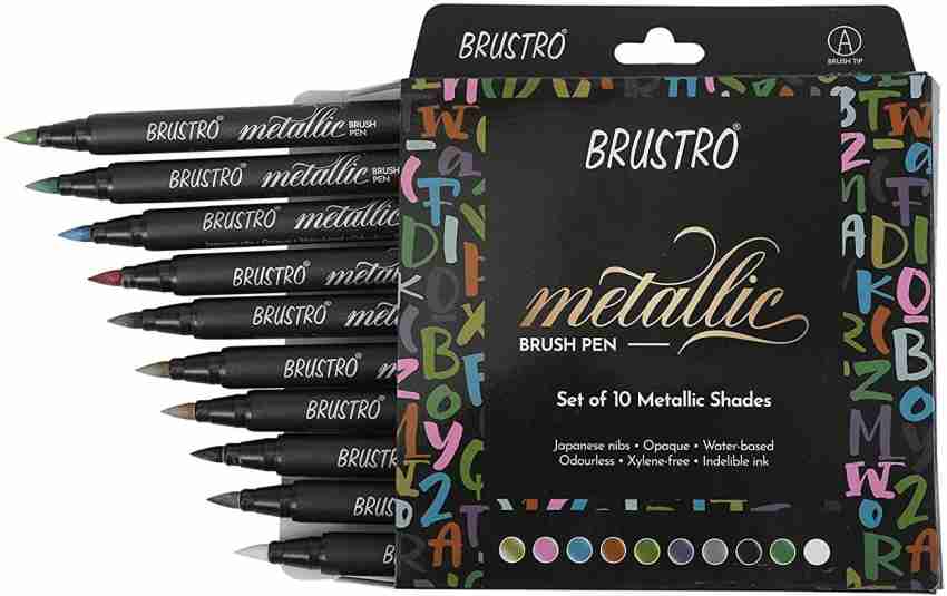 BRuSTRO Metallic brush marker brush Nib Sketch Pens 