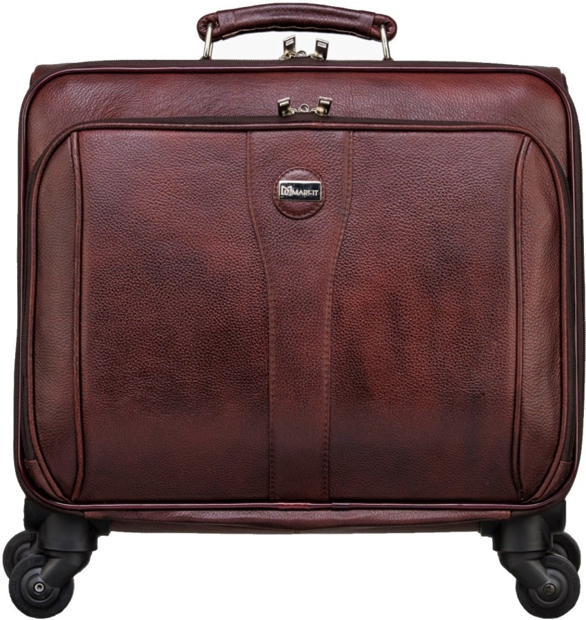 Leather cheap overnighter trolley