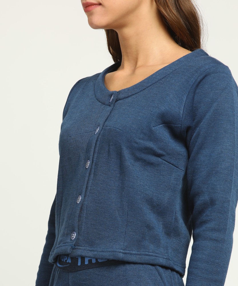 Buy Rupa Thermocot Women's Plain/Solid Synthetic Thermal Top  (Boiler_Navy_85) at