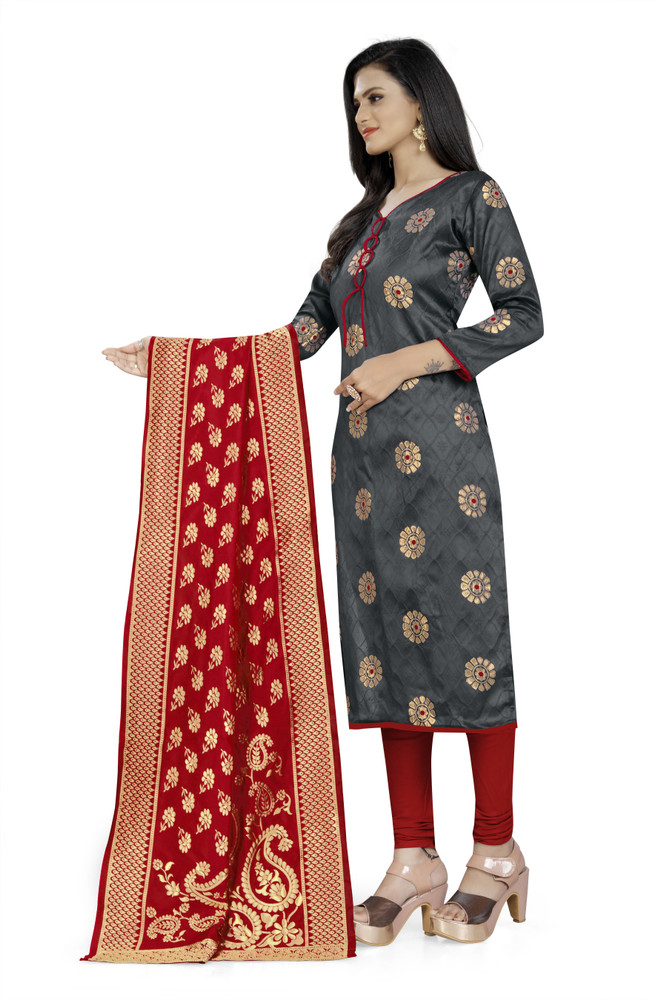 1 AZ Cotton Silk Self Design Salwar Suit Material Price in India