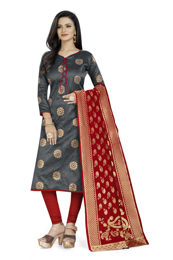 Violet Banarasi Silk Dress Material