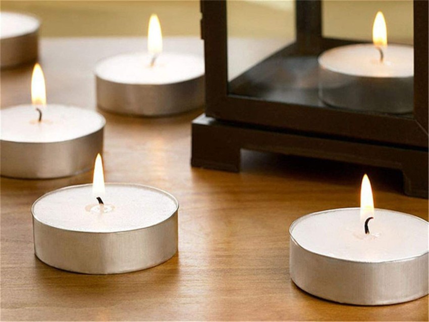 Auradecor Pack of 50 Tealight Candle, Unscented Smokeless Burning Time 2.5  Hour to 3 Hour