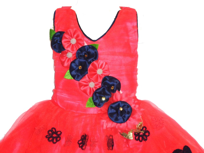 kids fashion hub Baby Girls Midi Knee Length Party Dress