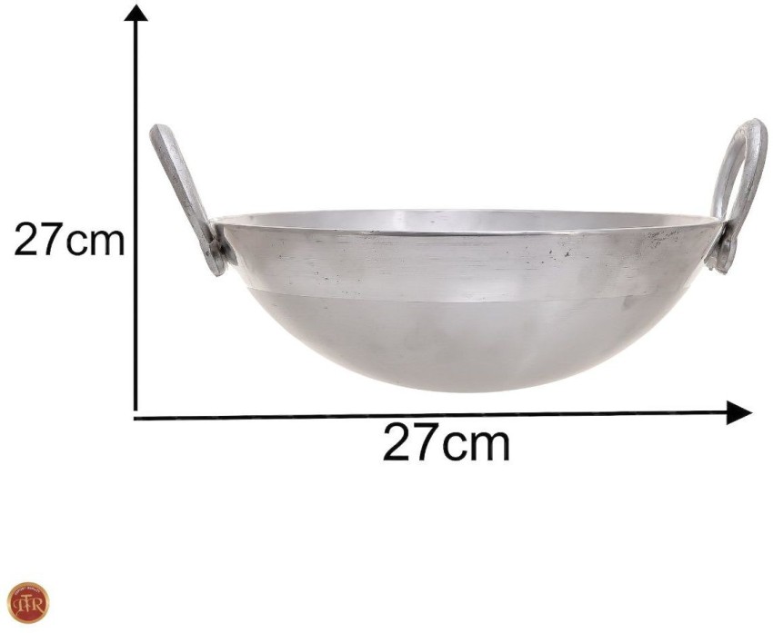 PTR Aluminum Kadai Frying Pan Cooking for Kitchen Silver (1 Litre)