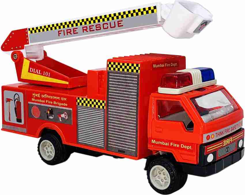 Miniature Mart Small Size Made Of Plastic Indian Fire Brigade Truck Basic Quality Scale Model Pull Back Go Made In India Toys Toy Truck For kids Use As Showpiece
