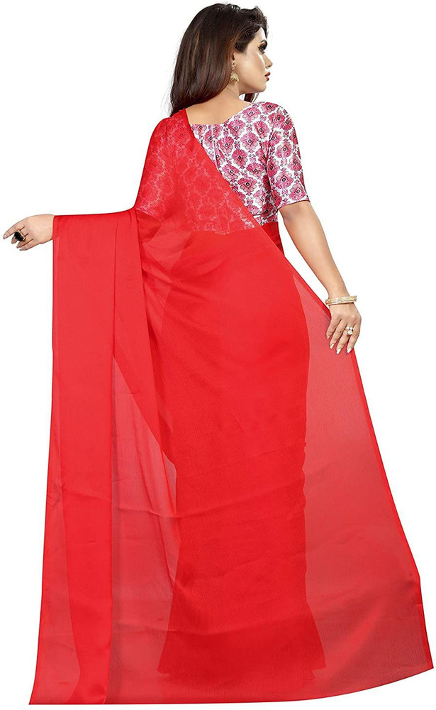 Plain chiffon saree best sale flipkart