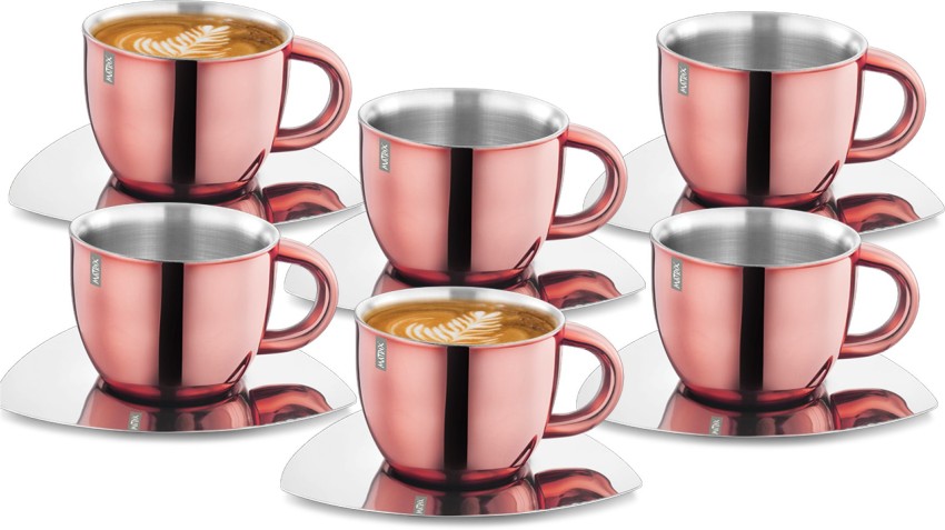 6pcs Double Layer 304 Stainless Steel Rose Gold Silver Mugs