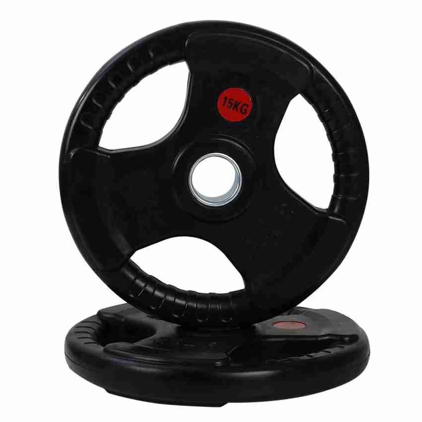FITSY Rubber Encased Cast Iron Olympic Weight Plates for Home Gym