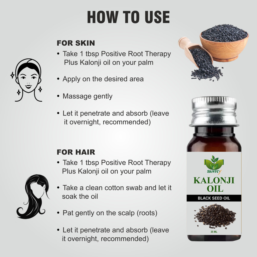 Sunfly 100 Cold Pressed BlackSeed Kalonji Oil for Hair Skin