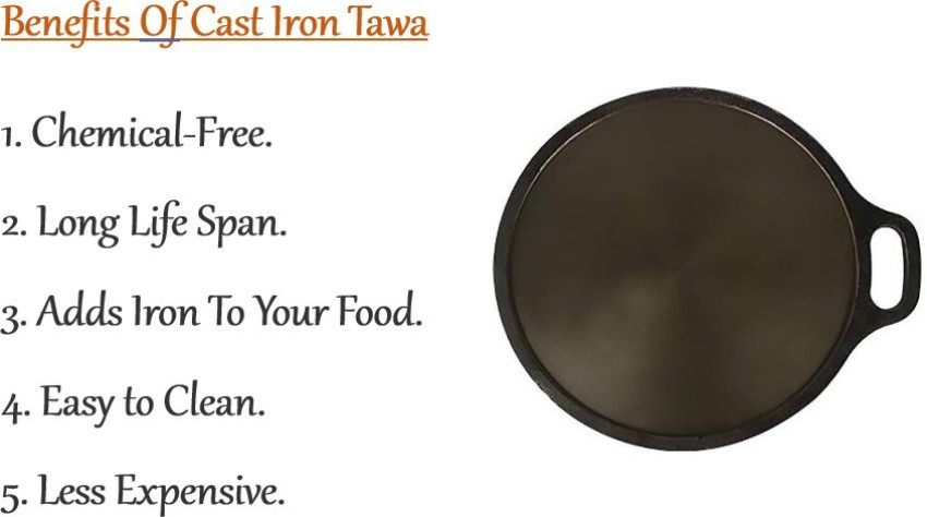 Iron Dosa Tawa, Pizza Pan, Roti Tawa with Ladle, 28cm