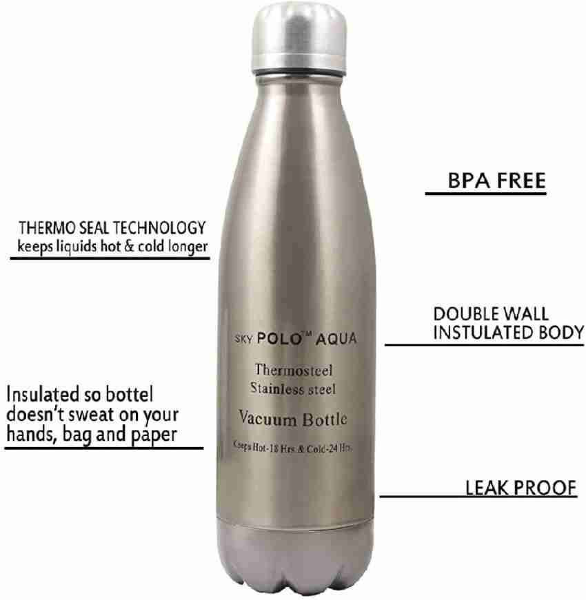 Milton Thermosteel Duo DLX 1000, Double Walled Vacuum Insulated Flask 1000  ml | 34 oz | 1 Ltr |24 Hours Hot and Cold Water Bottle, 18/8 Stainless