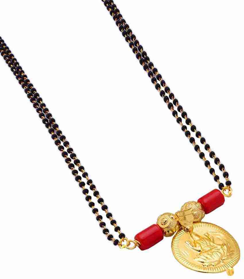 Black beads chain with deals lakshmi pendant