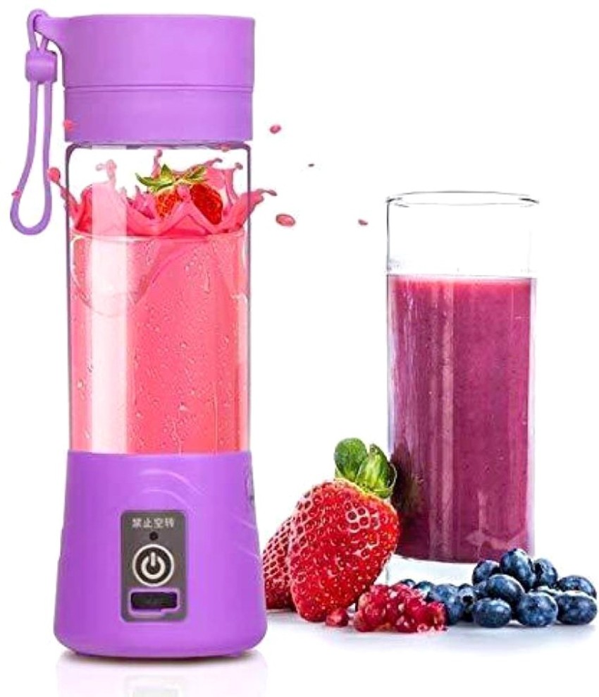 Juice Blender, 380ml Portable Small Juicer Bottle, Personal Blender Bottle,  USB Rechargeable Fruit Mixer Bottle, Purple