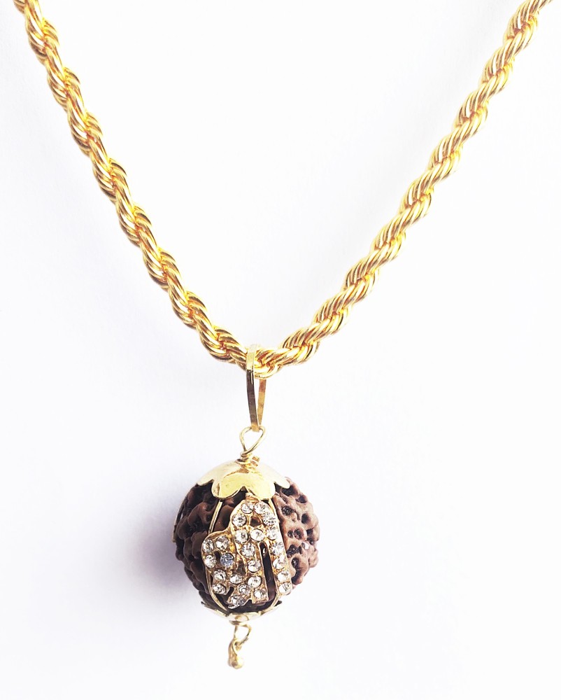 Gold chain with hot sale rudraksha pendant