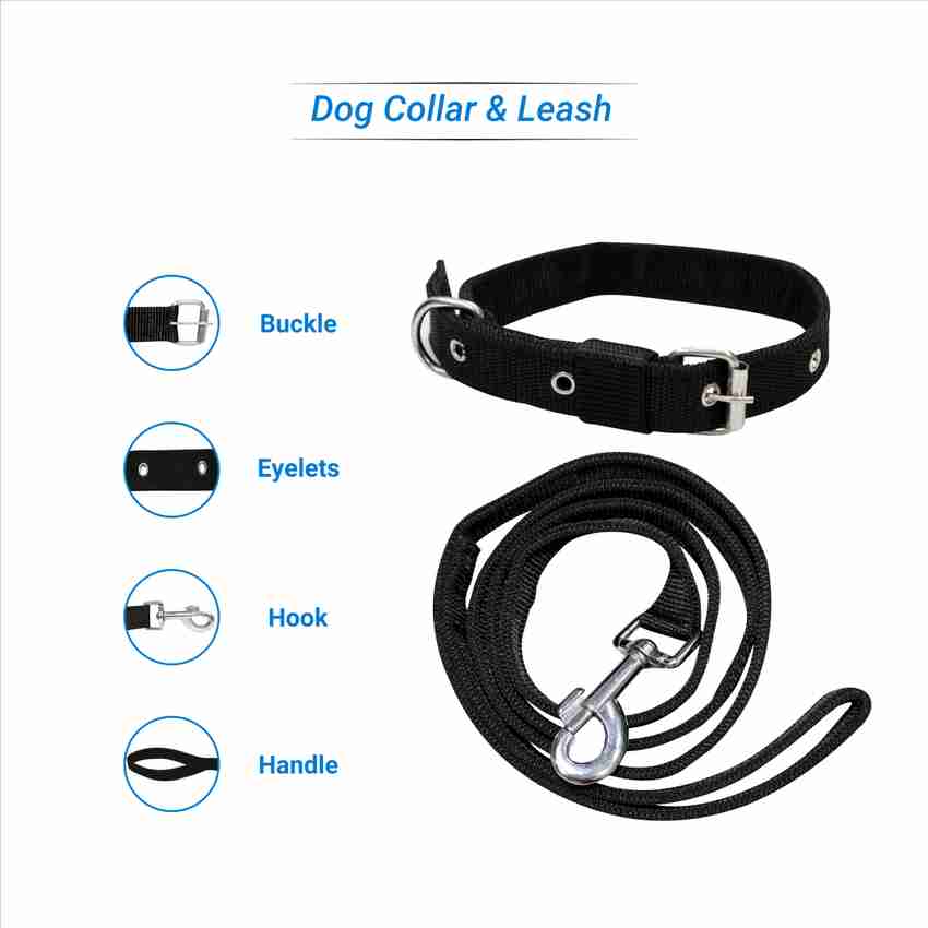 Flipkart SmartBuy Dog Belt Combo of 1 inch Black Collar with Black Dog Leash Adjustable Dog Neck Size 37 49 cm Dog Collar Leash Price in India Buy Flipkart