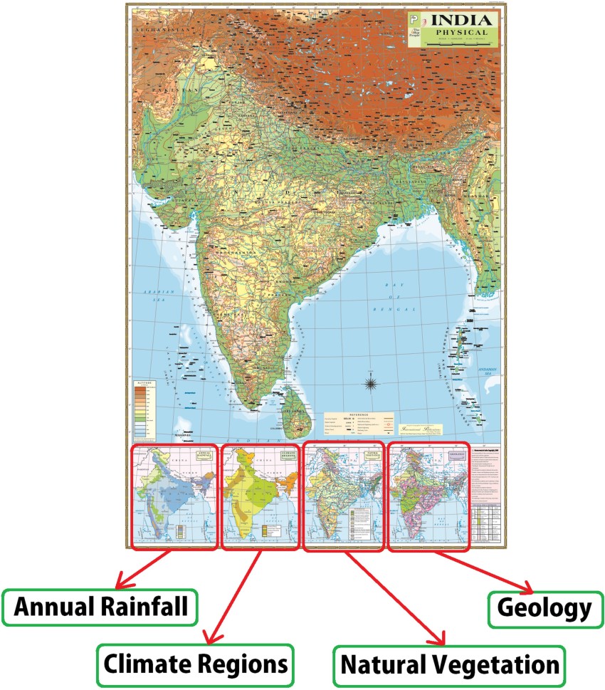 Skygold India India Map Political Wall Chart Photographic 42 Off