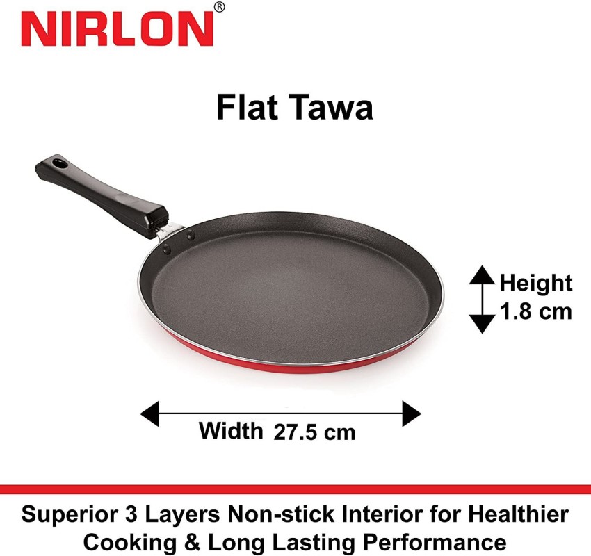 NIRLON Non Stick Flat Pan Flat Dosa Tava Griddle Free Concave Roti tawa  Kitchen Cooking Combos Set Tawa 29.5 cm diameter Price in India - Buy  NIRLON Non Stick Flat Pan Flat