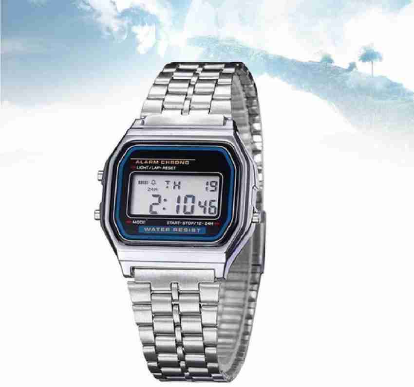 Silver digital watch mens best sale