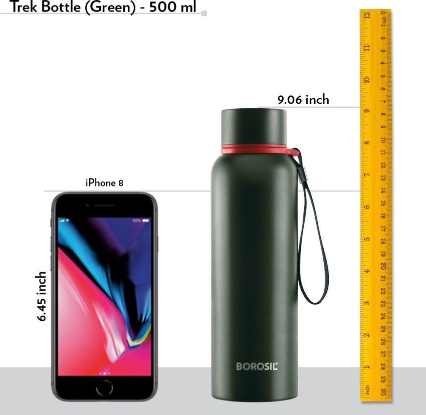 BOROSIL Trek Green 500 ml Flask water Bottle (Pack of 1, Steel)