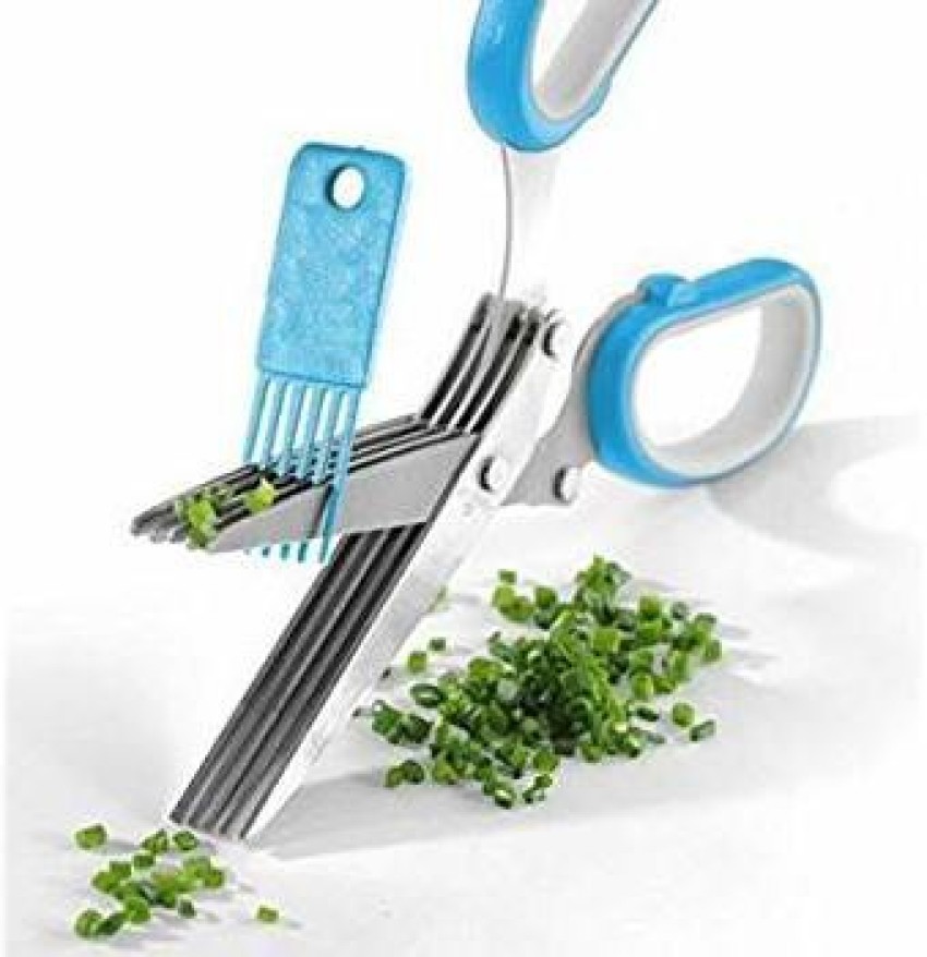 2 Pcs Herb Scissors, Multi-Blade Herb Scissors with Cover and Cleaning  Comb, Stainless Steel Vegetable Scissors for Cutting Cilantro Onion Salad