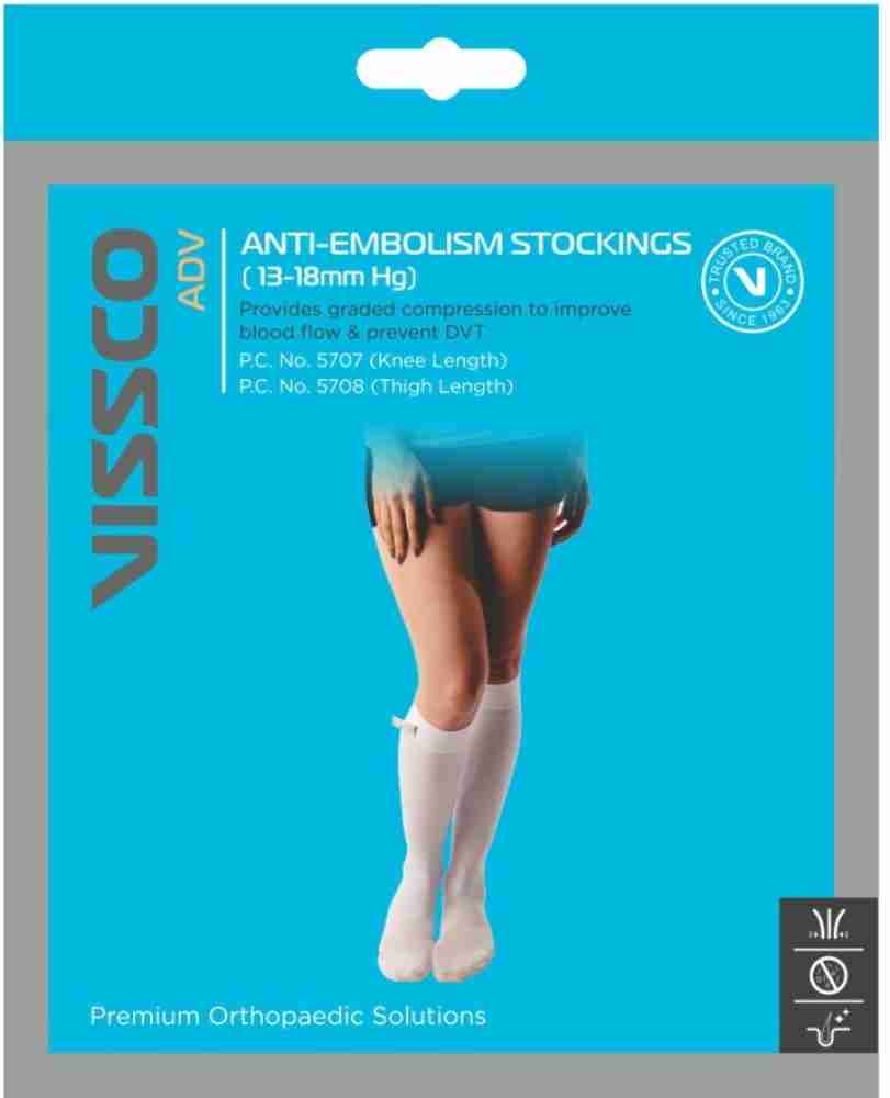 Vissco Anti-Embolism Knee Mild Support White, Medical Socks