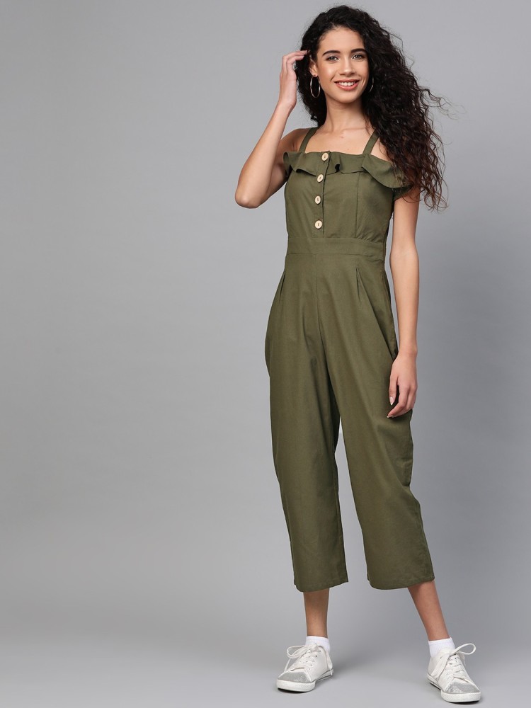 Olive green cheap jumpsuit womens