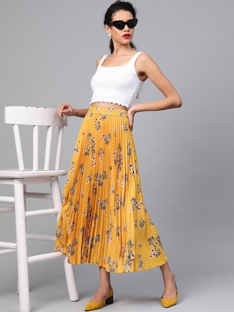 SASSAFRAS Floral Print Women Regular Green, White, Yellow Skirt - Buy  SASSAFRAS Floral Print Women Regular Green, White, Yellow Skirt Online at  Best Prices in India