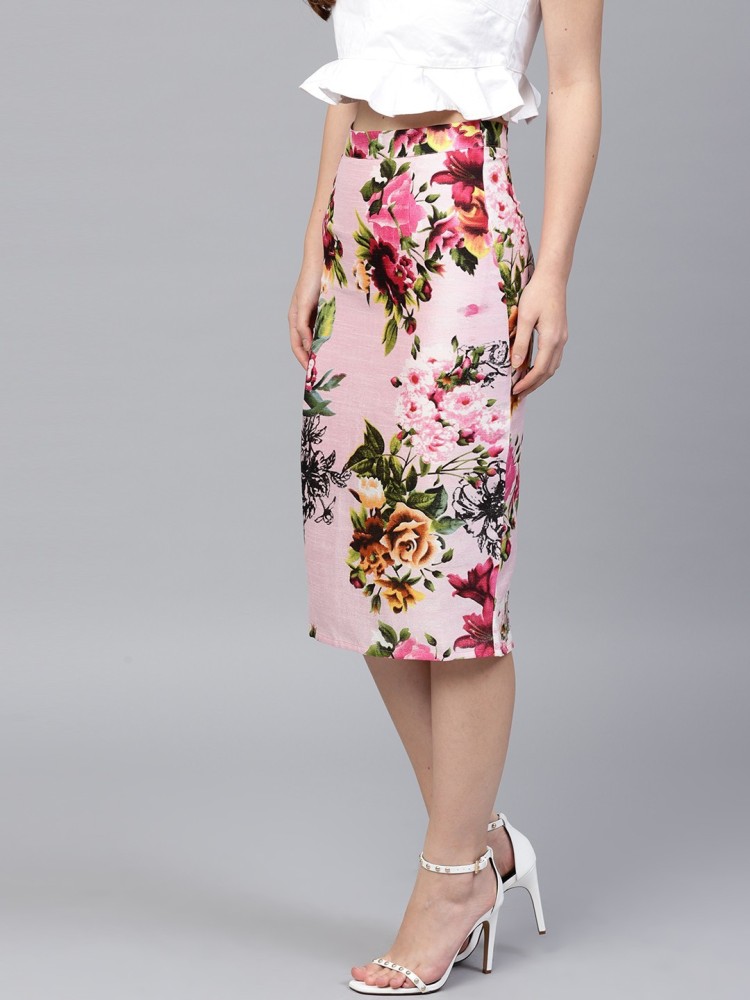 Floral pencil skirt on sale pink