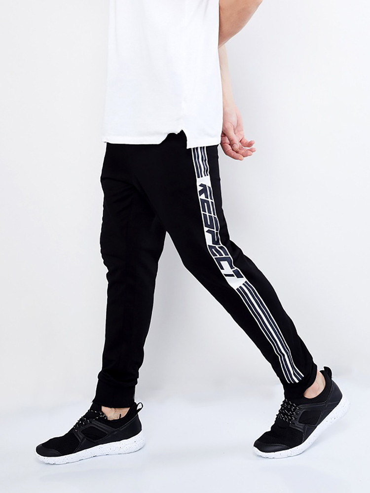MANIAC Printed Striped Men White Black Track Pants Buy MANIAC