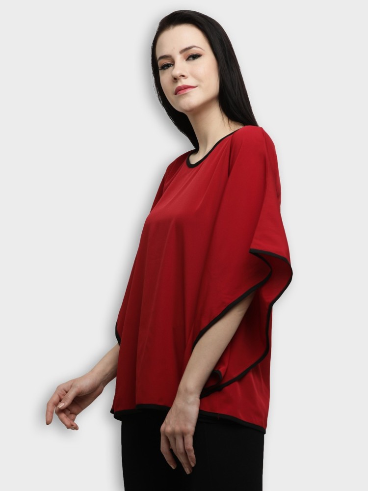 Cottinfab Women Solid Kimono Sleeve Kaftan Top