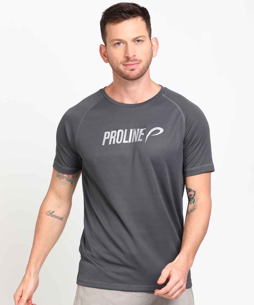 Proline Active Solid Men Round Neck Grey T Shirt Buy Proline